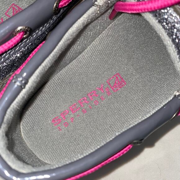 Sperry Girls Intrepid Leather Grey & Pink Loafers Size 2 - Picture 7 of 9
